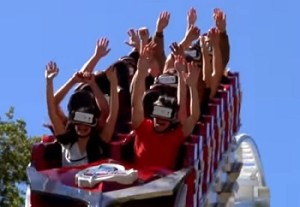 The New Revolution Virtual Reality Coaster at Six Flags Magic Mountain